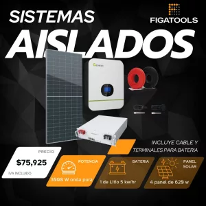 Kit solar aislado 4 Panel | 1 Bateria Litio | Inversor 3000 w