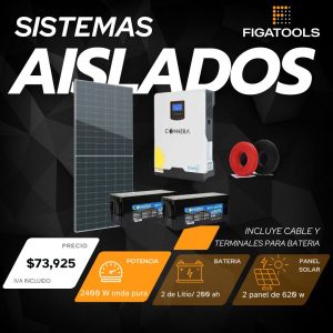 Kit solar aislado 2 Panel | 2 Baterias Litio | Inversor 2400 w