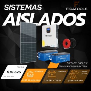 Kit solar aislado 2 Panel | 2 Baterias Gel Puro | Inversor 2400 w