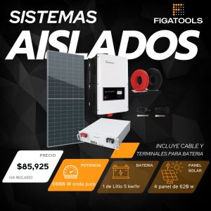 Kit solar aislado 4 Panel | 1 Bateria Litio | Inversor 6000 w