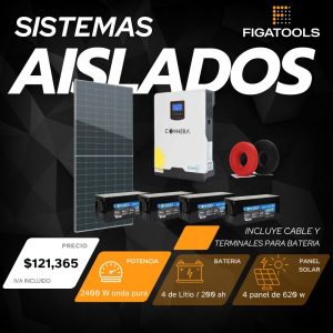 Kit solar aislado 4 Panel | 4 Baterias Litio | Inversor 2400 w