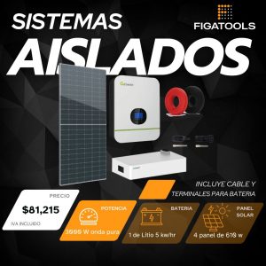 Kit solar aislado 4 Panel | 1 Bateria Litio | Inversor 3000 w