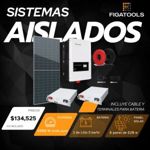 Kit solar aislado 8 Panel | 2 Bateria Litio | Inversor 6000 w