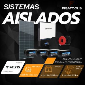 Kit solar aislado 4 Panel | 4 Baterias Litio | Inversor 6500 w
