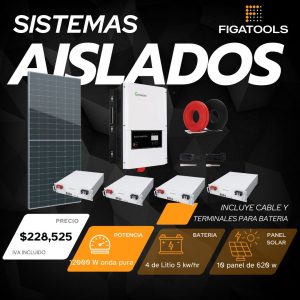 Kit solar aislado 12 Panel | 4 Bateria Litio | Inversor 12000 w