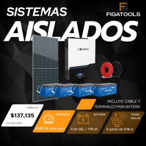 Kit solar aislado 4 Panel | 4 Baterias Gel Puro | Inversor 6500 w