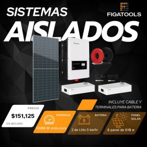 Kit solar aislado 8 Panel | 2 Bateria Litio | Inversor 6000 w