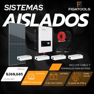 Kit solar aislado 12 Panel | 4 Bateria Litio | Inversor 12000 w