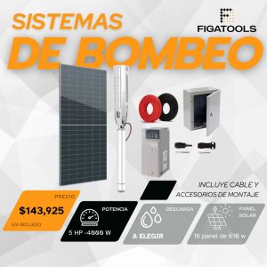 Kit de bombeo solar Altamira | 5 HP | Descarga a elegir