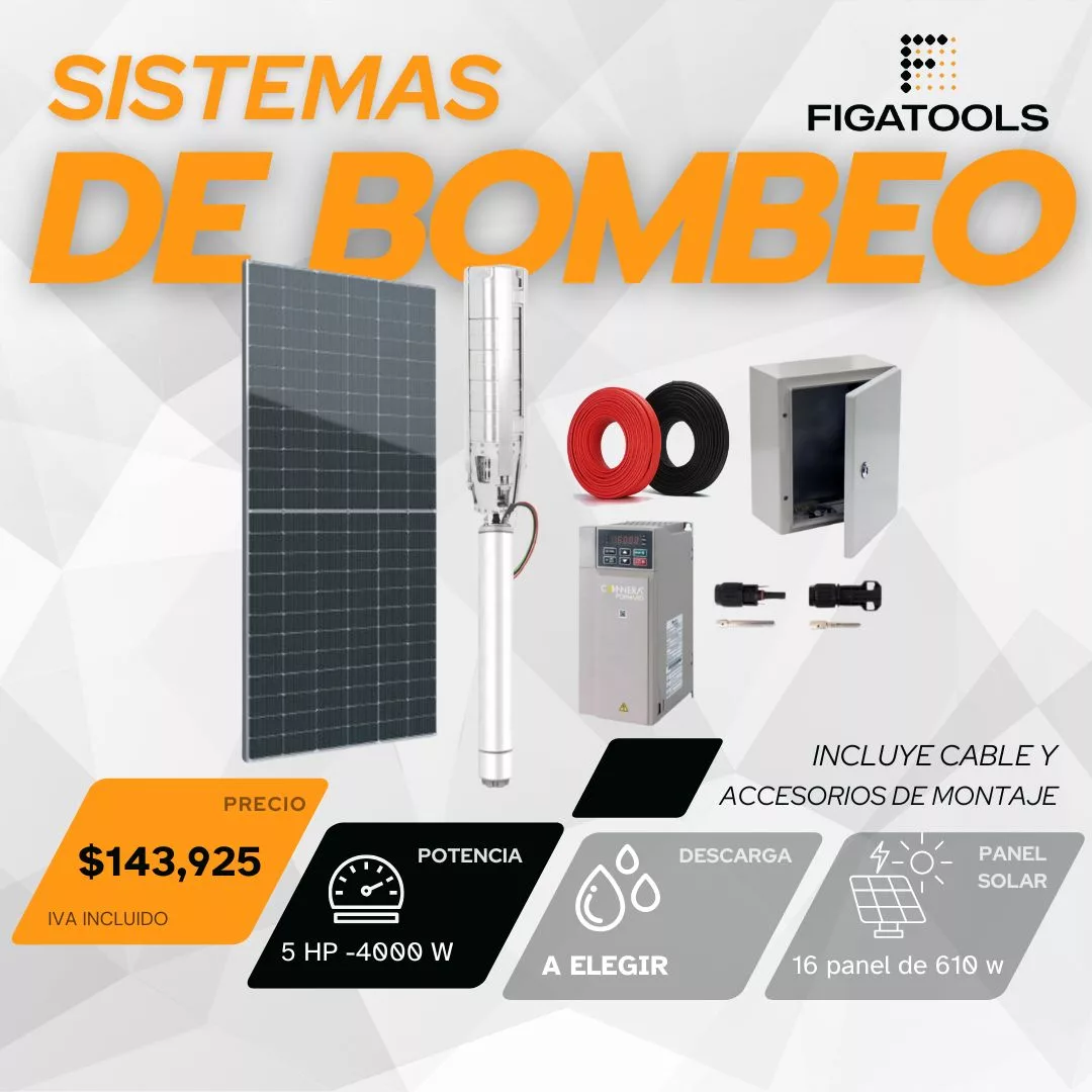 Kit de bombeo solar Altamira | 5 HP | Descarga a elegir