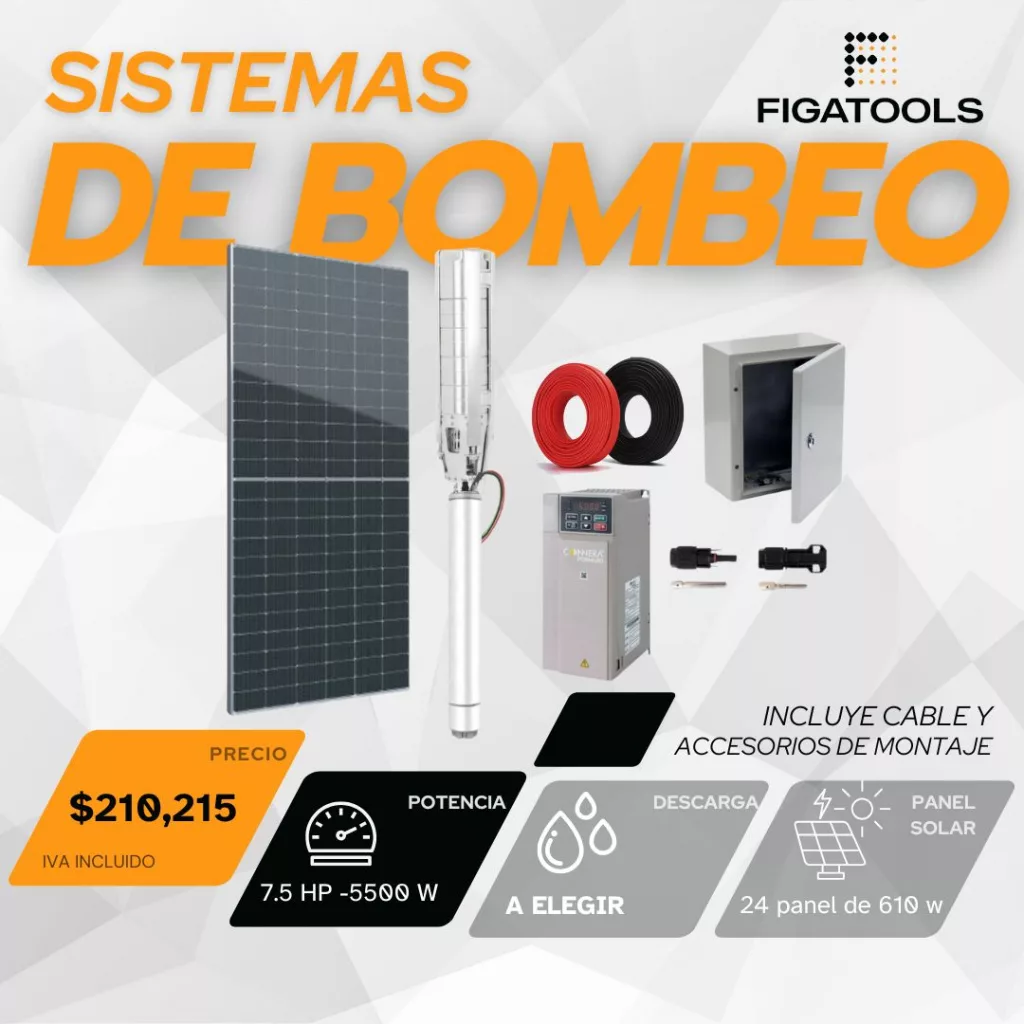 Kit de bombeo solar Altamira | 7.5 HP | Descarga a elegir