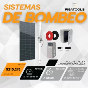 Kit de bombeo solar Altamira | 7.5 HP | Descarga a elegir