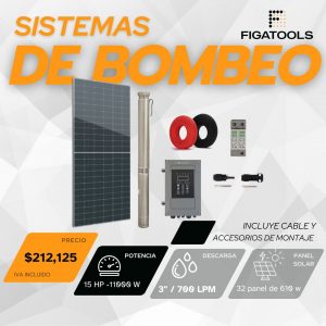 Kit de bombeo solar Kolosal | 15 HP | Descarga 3"