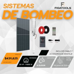 Kit de bombeo solar Altamira | 20 HP | Descarga a elegir