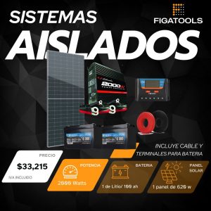 Kit solar aislado 1 Panel | 2 Baterias Litio | Inversor 2000 w