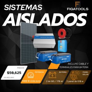 Kit solar aislado 2 Panel | 2 Baterias Gel Puro | Inversor 1600 w