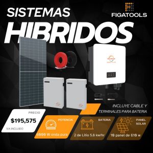 Kit solar Hibrido 6 kw | 10 Panel | 2 Bateria 5.8 kw