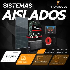 Kit solar aislado 1 Panel | 1 Bateria | Inversor 2000 w