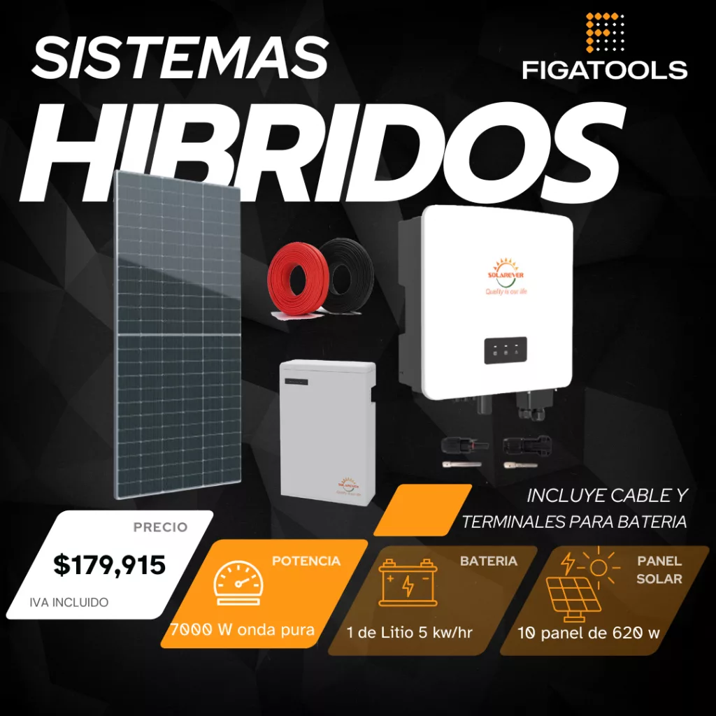 Kit solar Hibrido 7 kw | 10 Panel | 1 Bateria