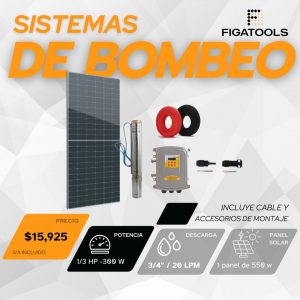 Kit de bombeo solar Kolosal | 1/3 HP | 0.75"
