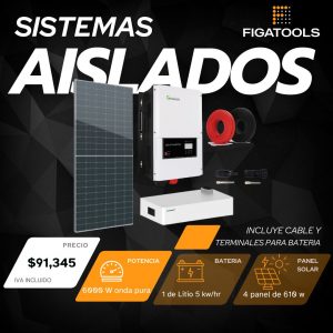 Kit solar aislado 4 Panel | 1 Bateria Litio | Inversor 6000 w