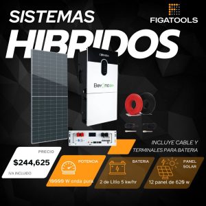 Kit solar Hibrido 10 kw | 12 Panel | 2 Baterias